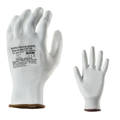 Перчатки вязаные с полиуретановым покрытием белые 1PUBW, фото – 3