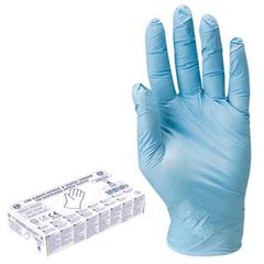 Перчатки одноразовые нитриловые с присыпкой, голубые. (уп - 100шт), фото – 1
