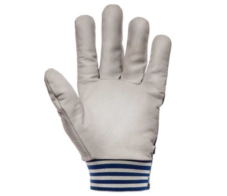 Рукавички робочі шкіряні комбіновані POLSTAR CABRA BLUE біло-сині, фото – 3