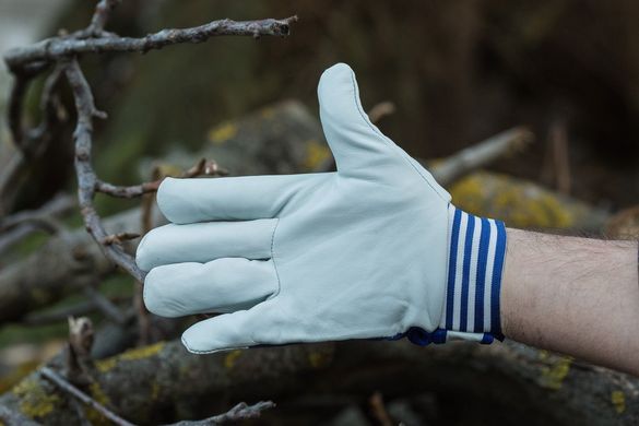 Перчатки рабочие кожаные POLSTAR CABRA BLUE бело-синие, фото – 2