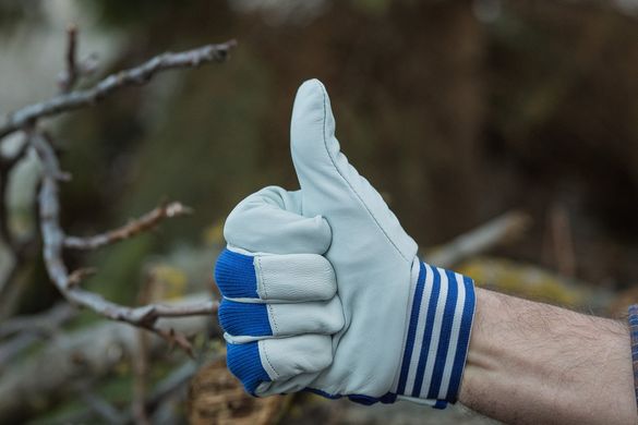 Перчатки рабочие кожаные POLSTAR CABRA BLUE бело-синие, фото – 5