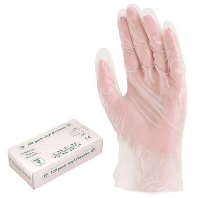 Перчатки одноразовые виниловые с присыпкой (уп - 100шт), фото – 1