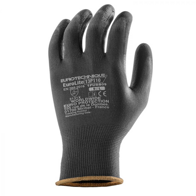 Перчатки вязаные с полиуретановым покрытием черные 1PUBB, фото – 1