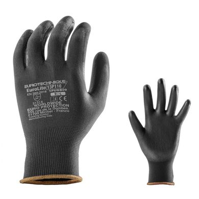 Перчатки вязаные с полиуретановым покрытием черные 1PUBB, фото – 2