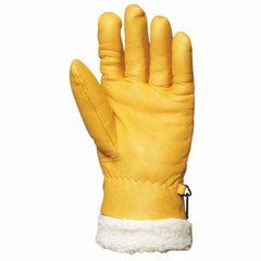 Перчатки кожаные утепленные с искусственным мехом желтые ISLANDE, фото – 1