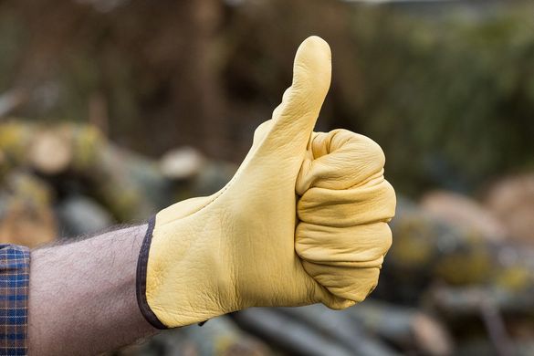 Перчатки рабочие кожаные утолщенные высшего качества желтые 2229, фото – 3